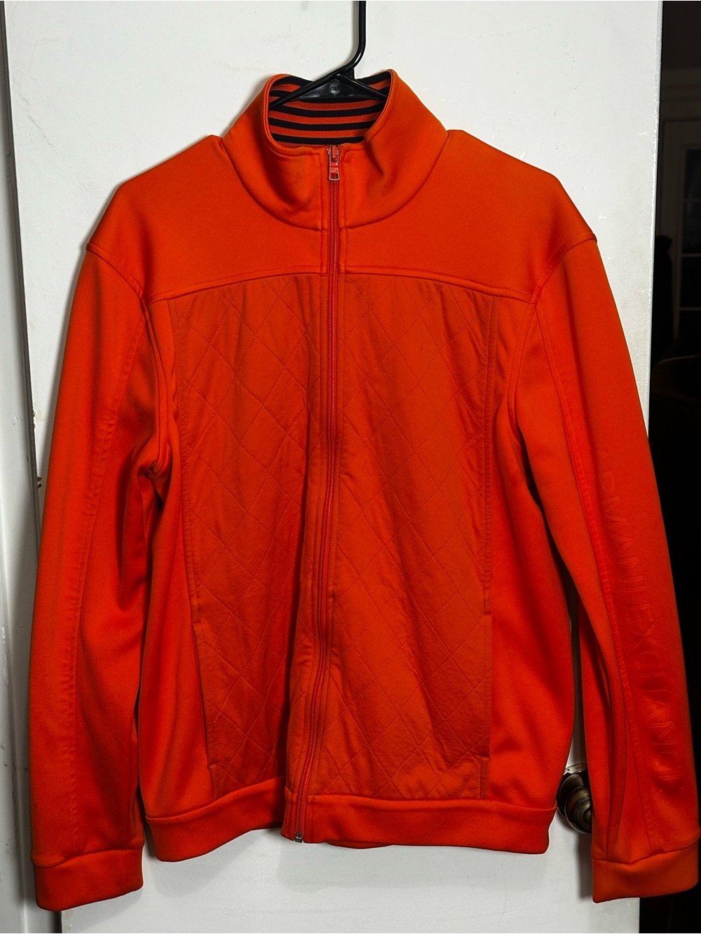Armani Exchange Men's Orange Quilted-Front Zip Jacket